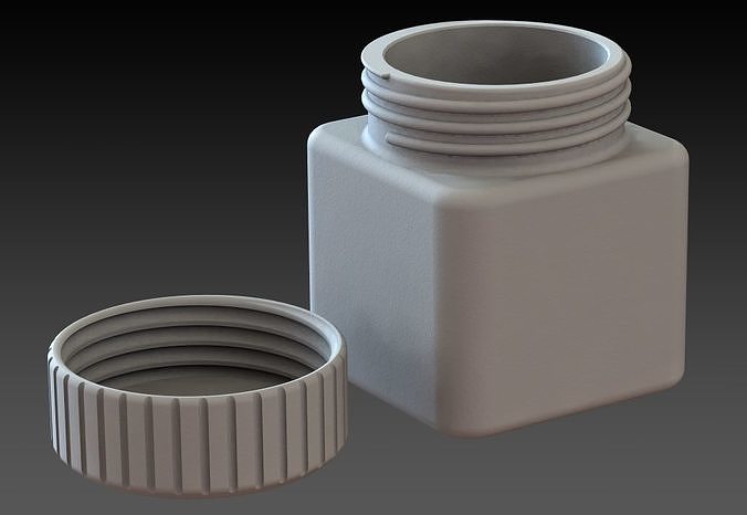 Plastic square jar with lid – view 6